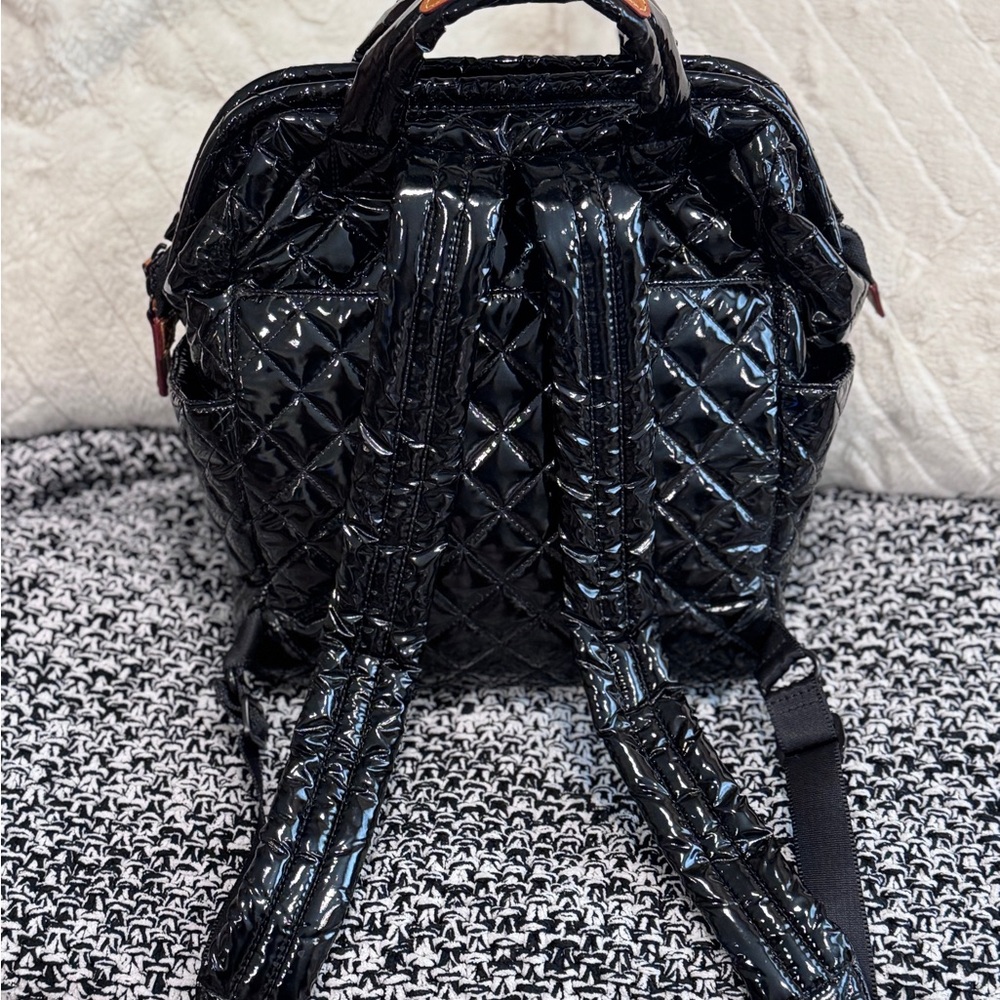 MZ Wallace Small Top Handle Backpack Patent Leather Black Lacquer Pristine! - Picture 3 of 13
